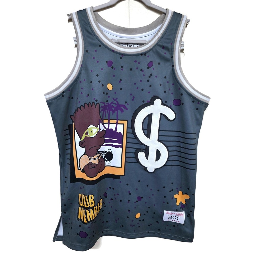 TISA Headgear Classics Bart Basketball Jersey Mens Medium Gray Graphic Tank
